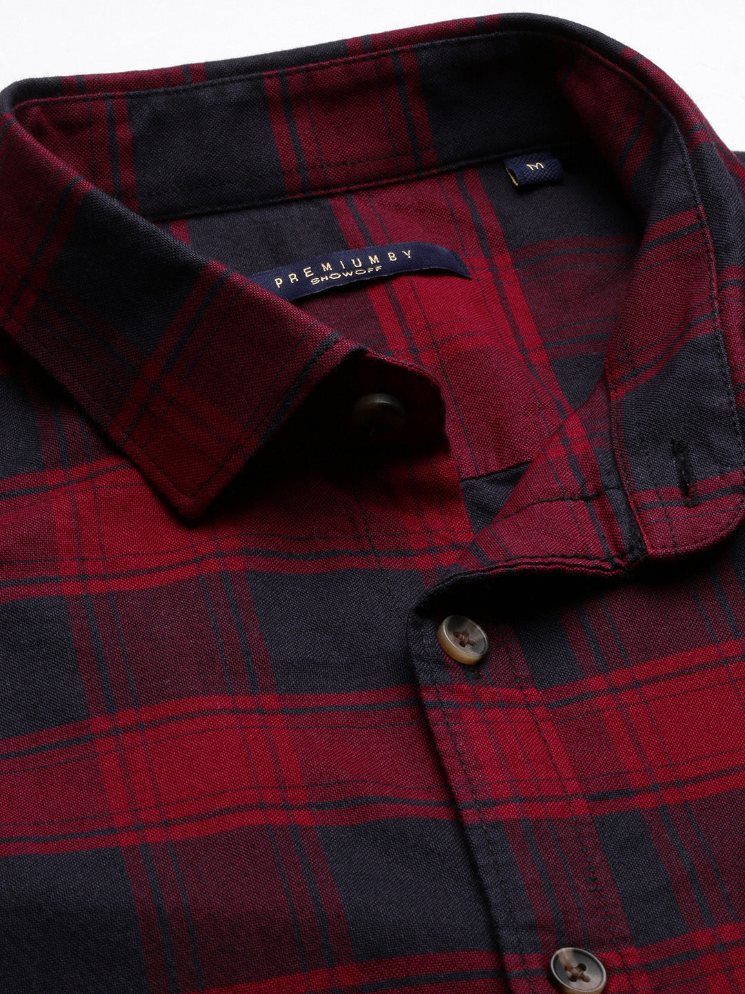 Men Tartan Checks Red Shirt