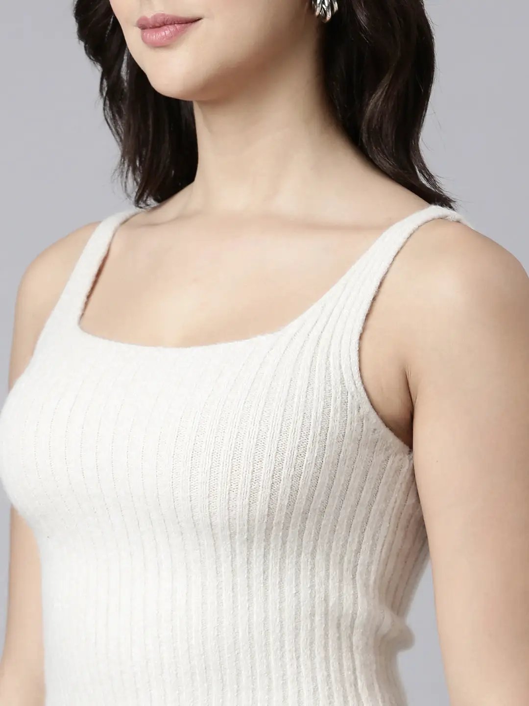 Women's Solid Cream Cardigan Comes with Inner Slip