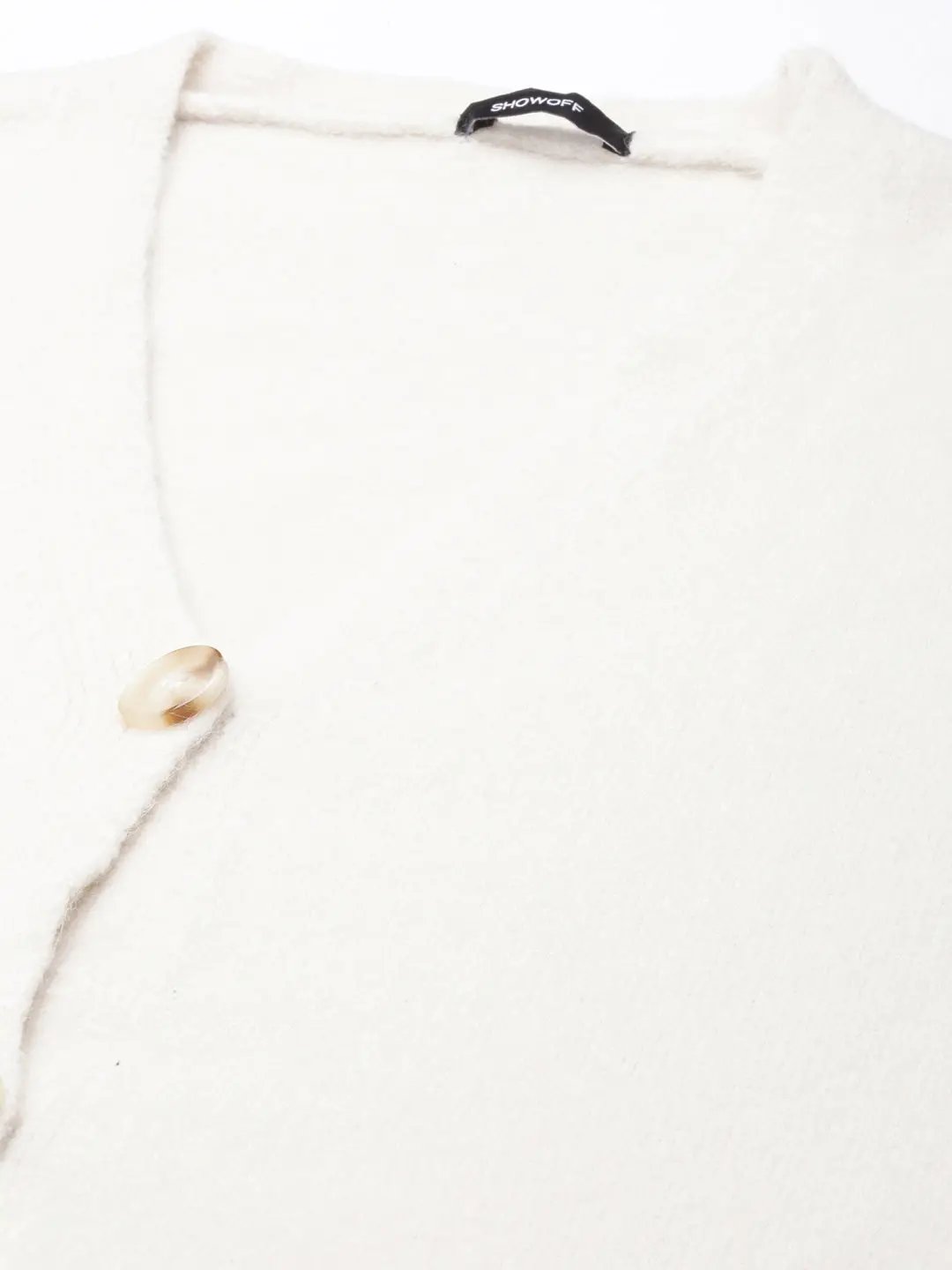 Women's Solid Cream Cardigan Comes with Inner Slip