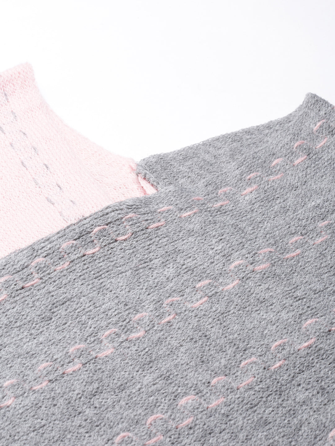 Women's Colourblocked Pink Poncho