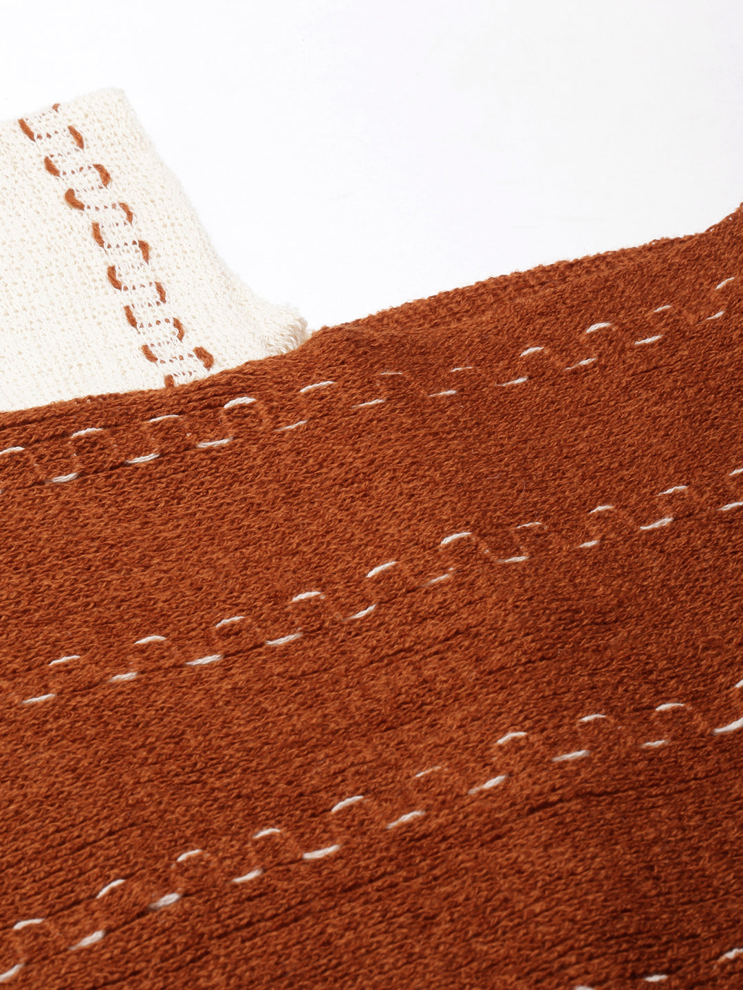 Women's Colourblocked Rust Poncho