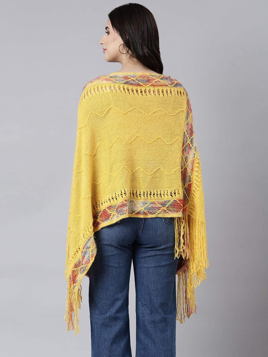 Women's Chevron Yellow Poncho
