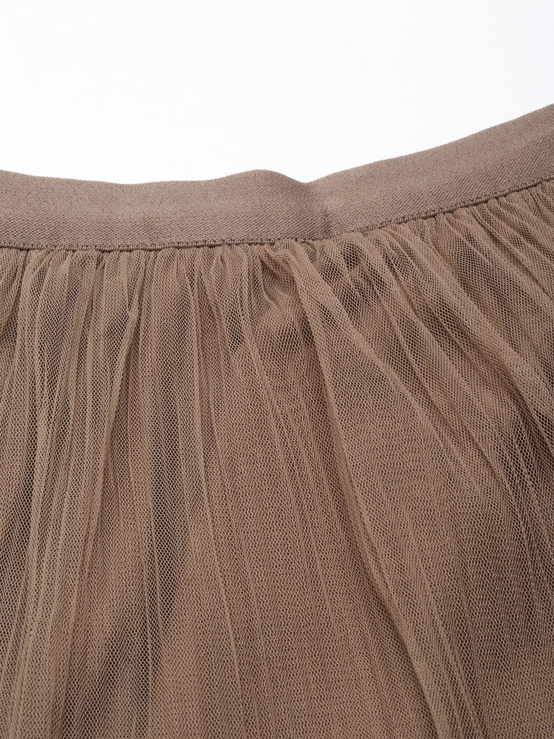 Women Solid Brown Tiered Midi Sheer Skirt