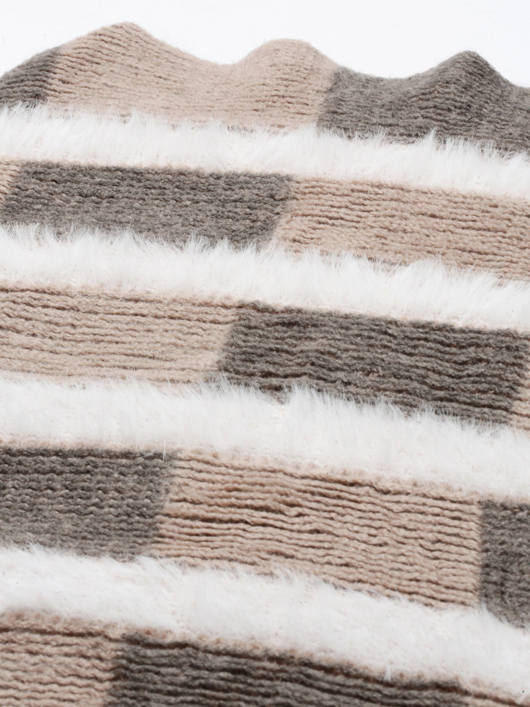 Women's Geometric Beige Poncho