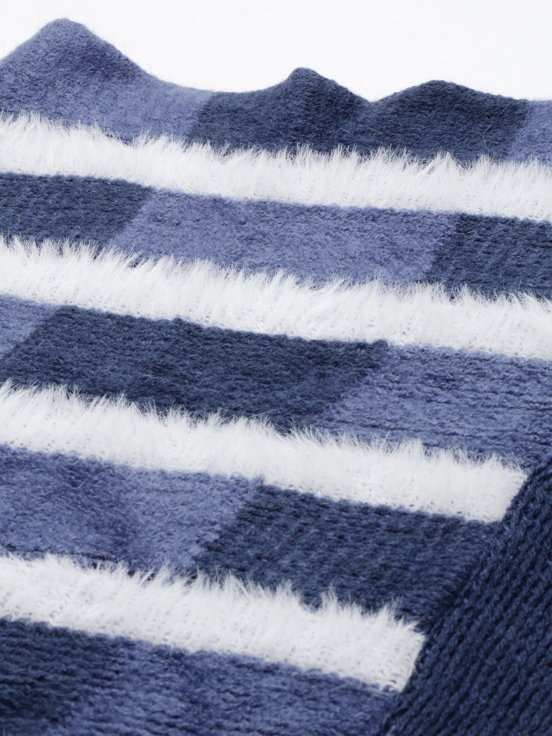 Women's Striped Navy Blue Poncho