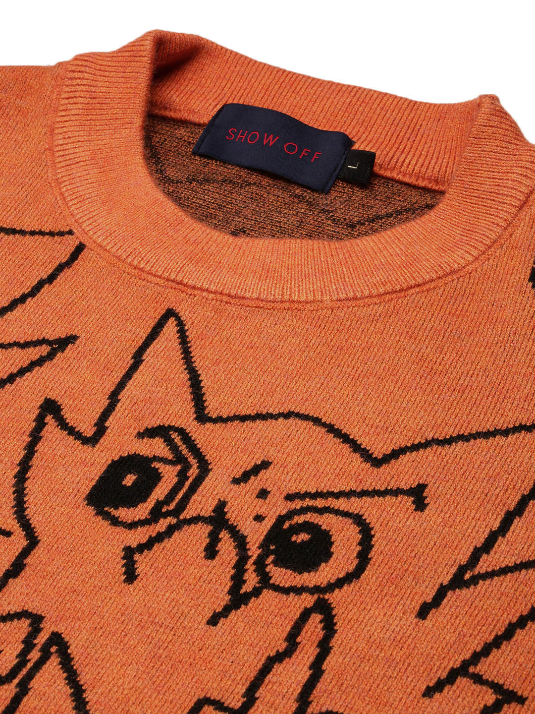 Men Round Neck Humour and Comic Orange Pullover