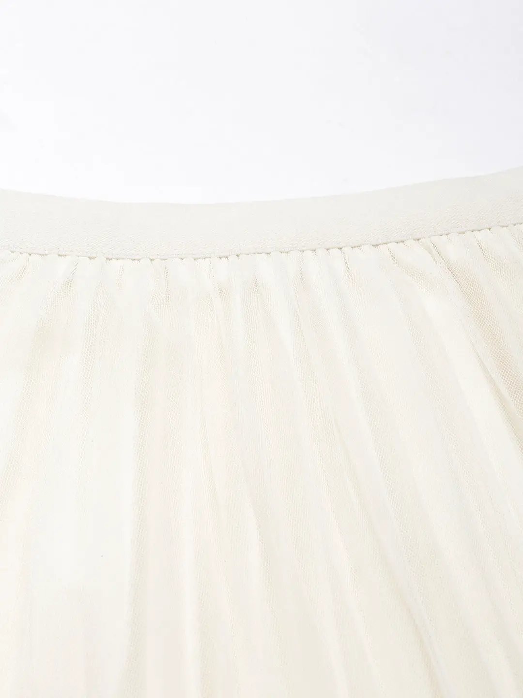 Women's Solid Flared Cream Midi Skirt