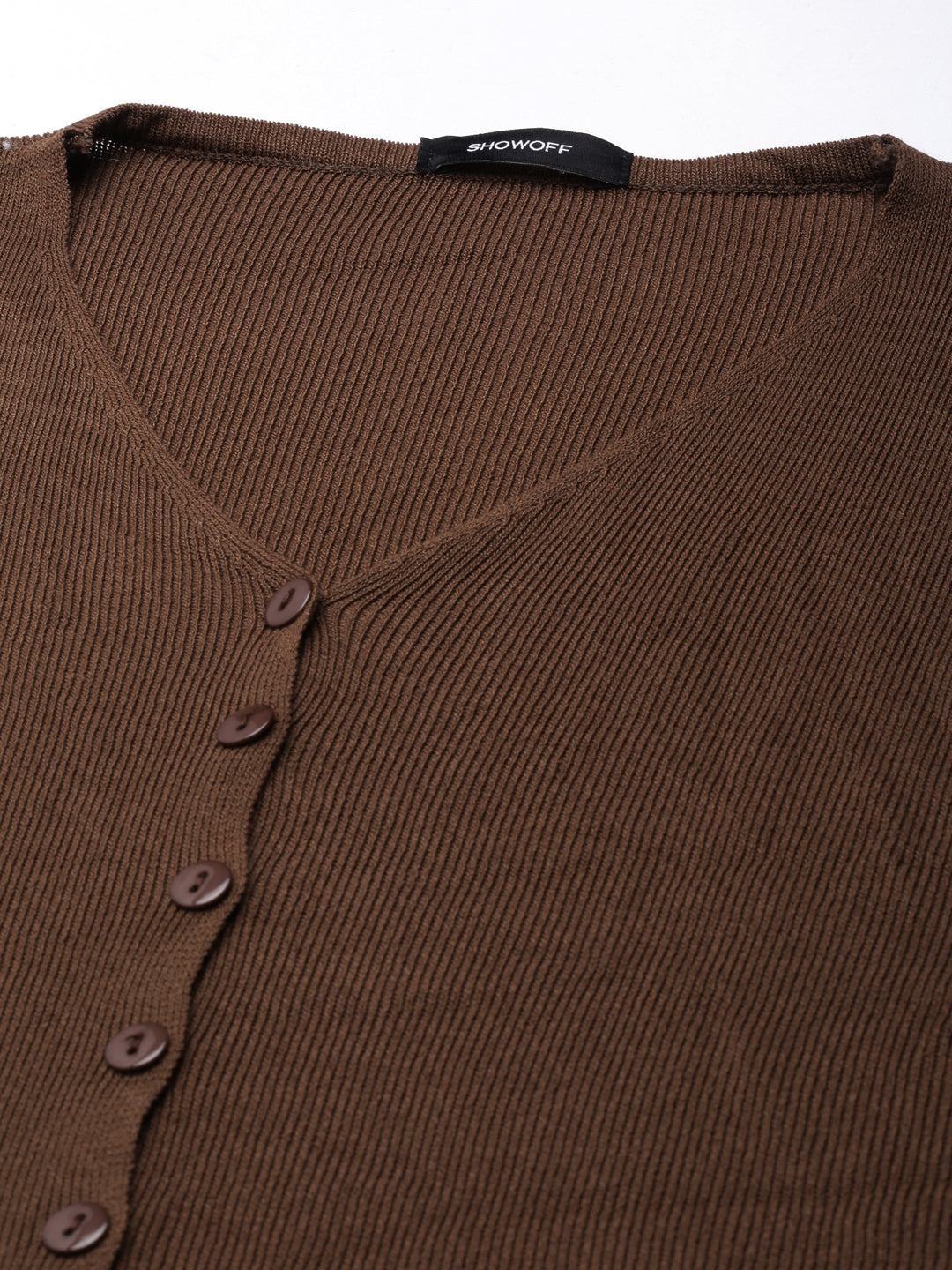 Women's Solid Brown Cardigan