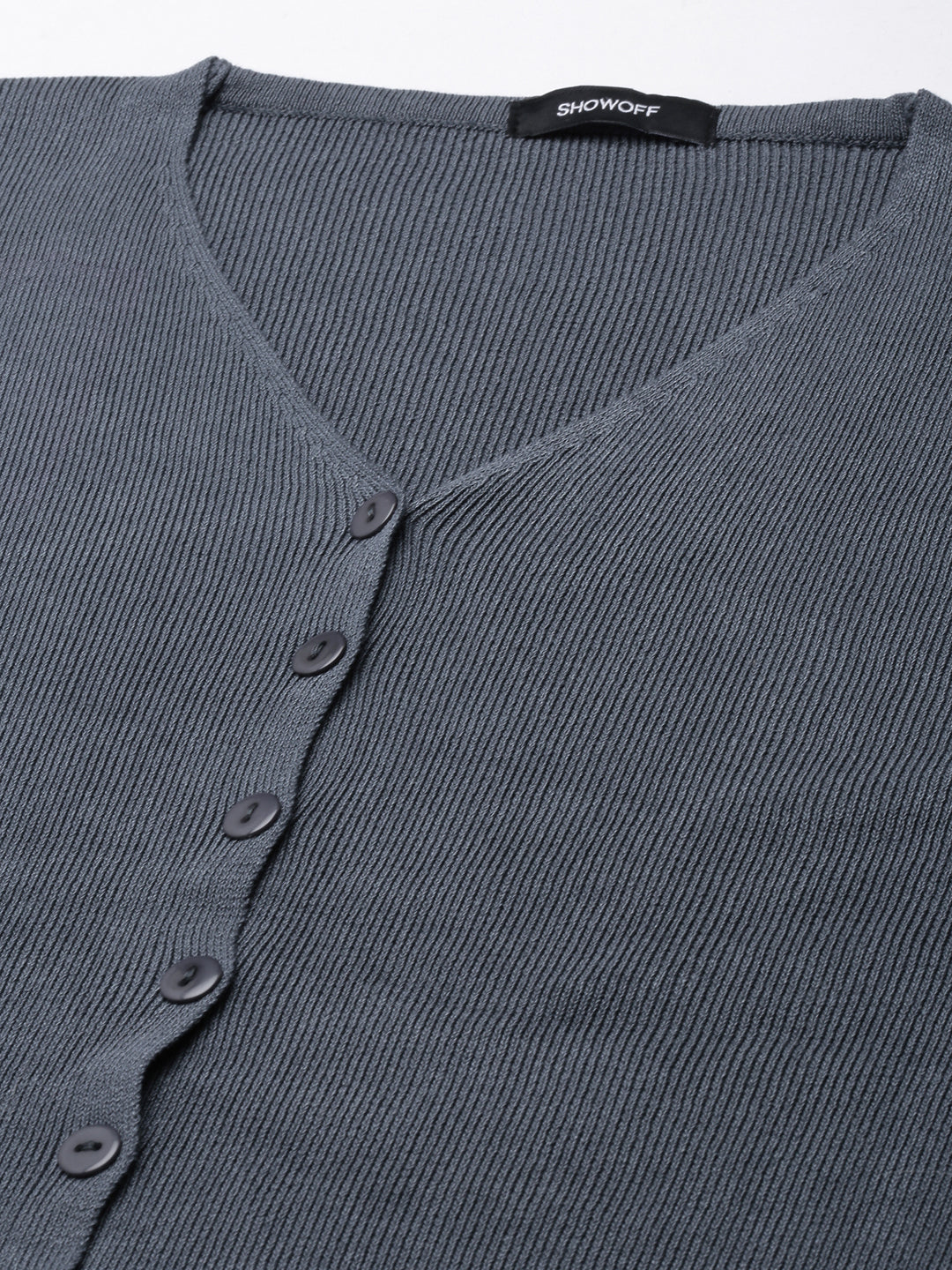 Women's Solid Grey Cardigan