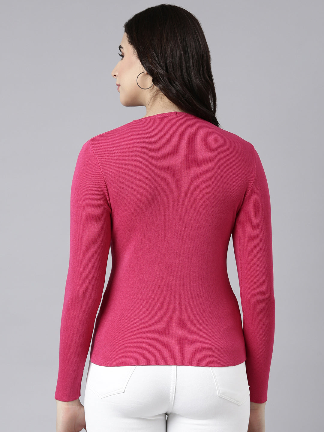 Women Solid Pink Cardigan