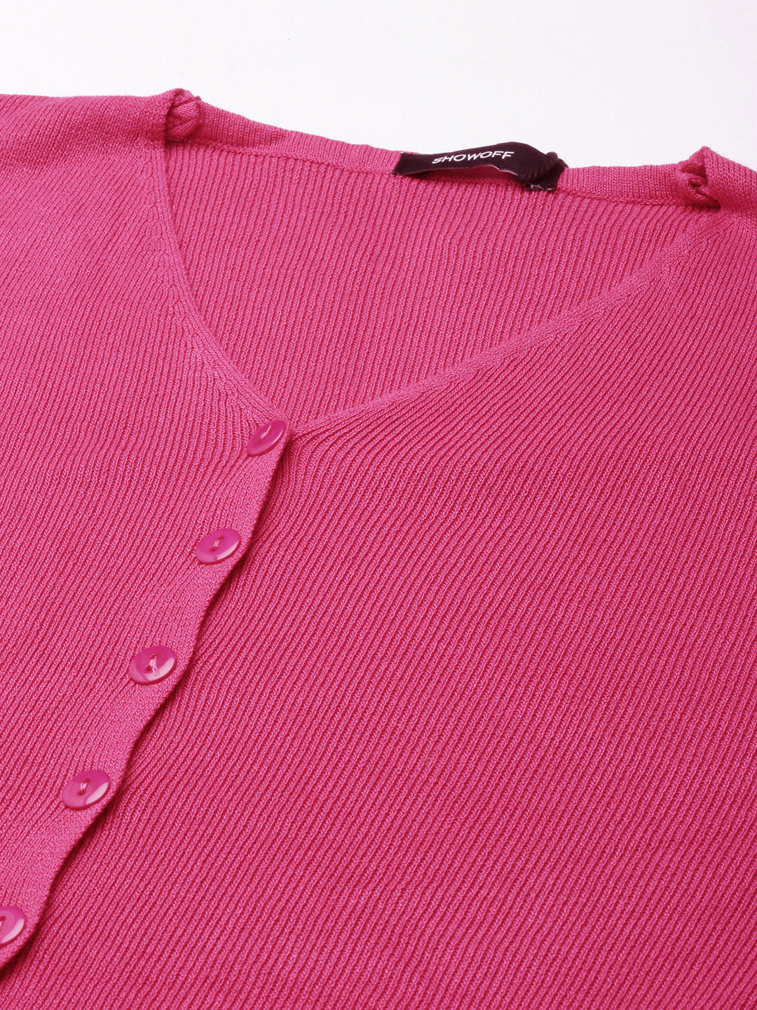 Women Solid Pink Cardigan