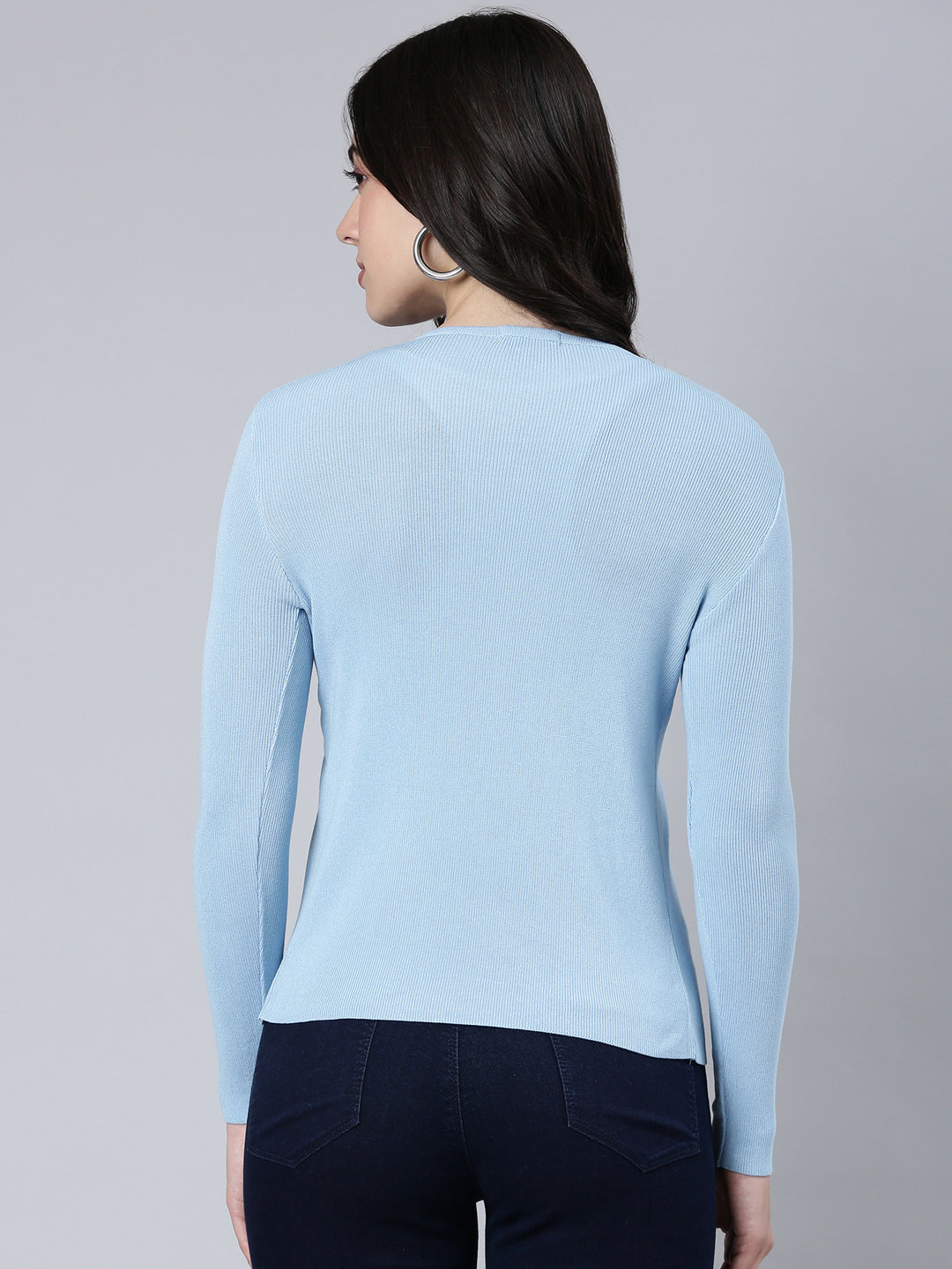 Women's Solid Blue Shrug