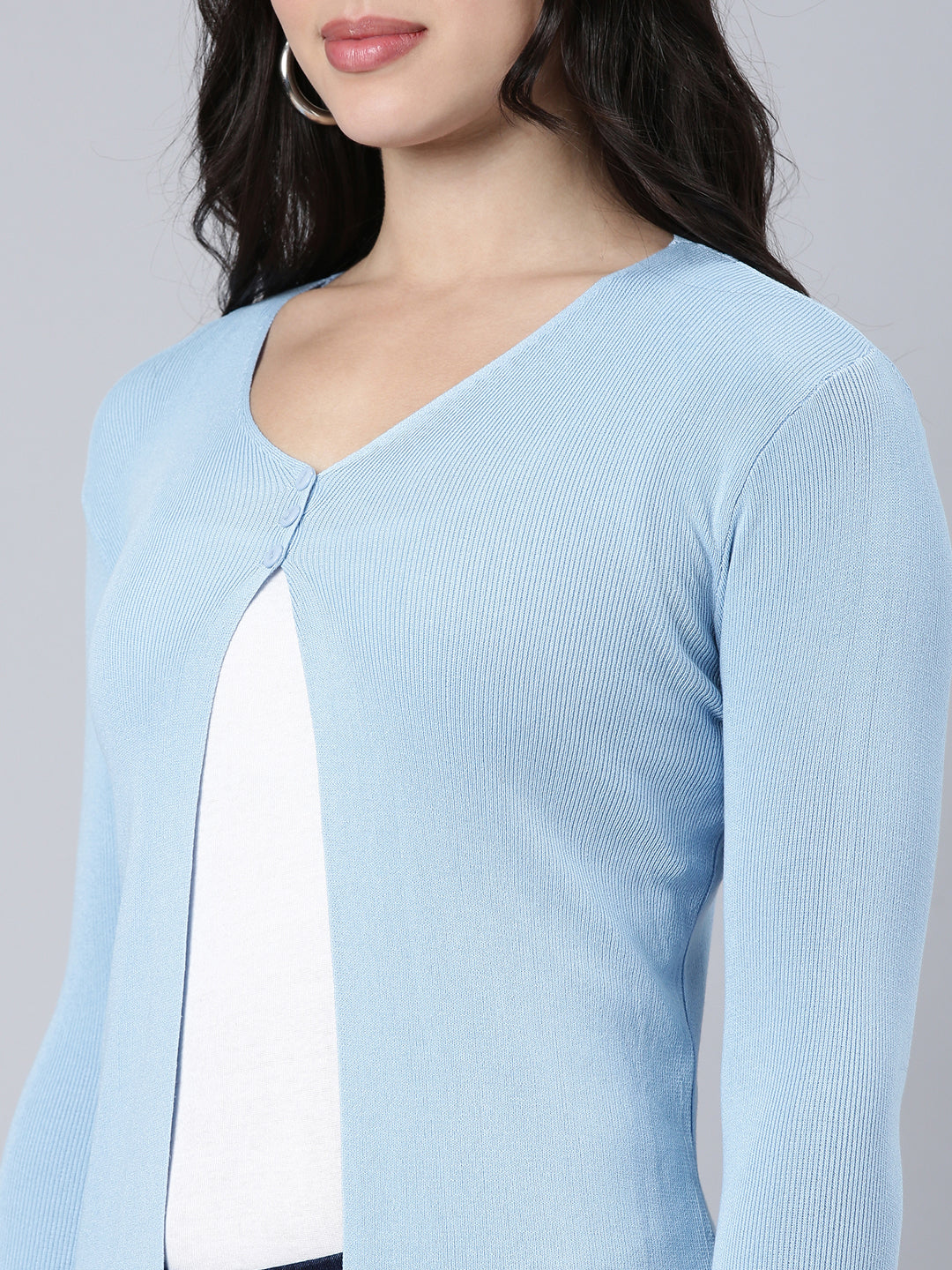 Women's Solid Blue Shrug