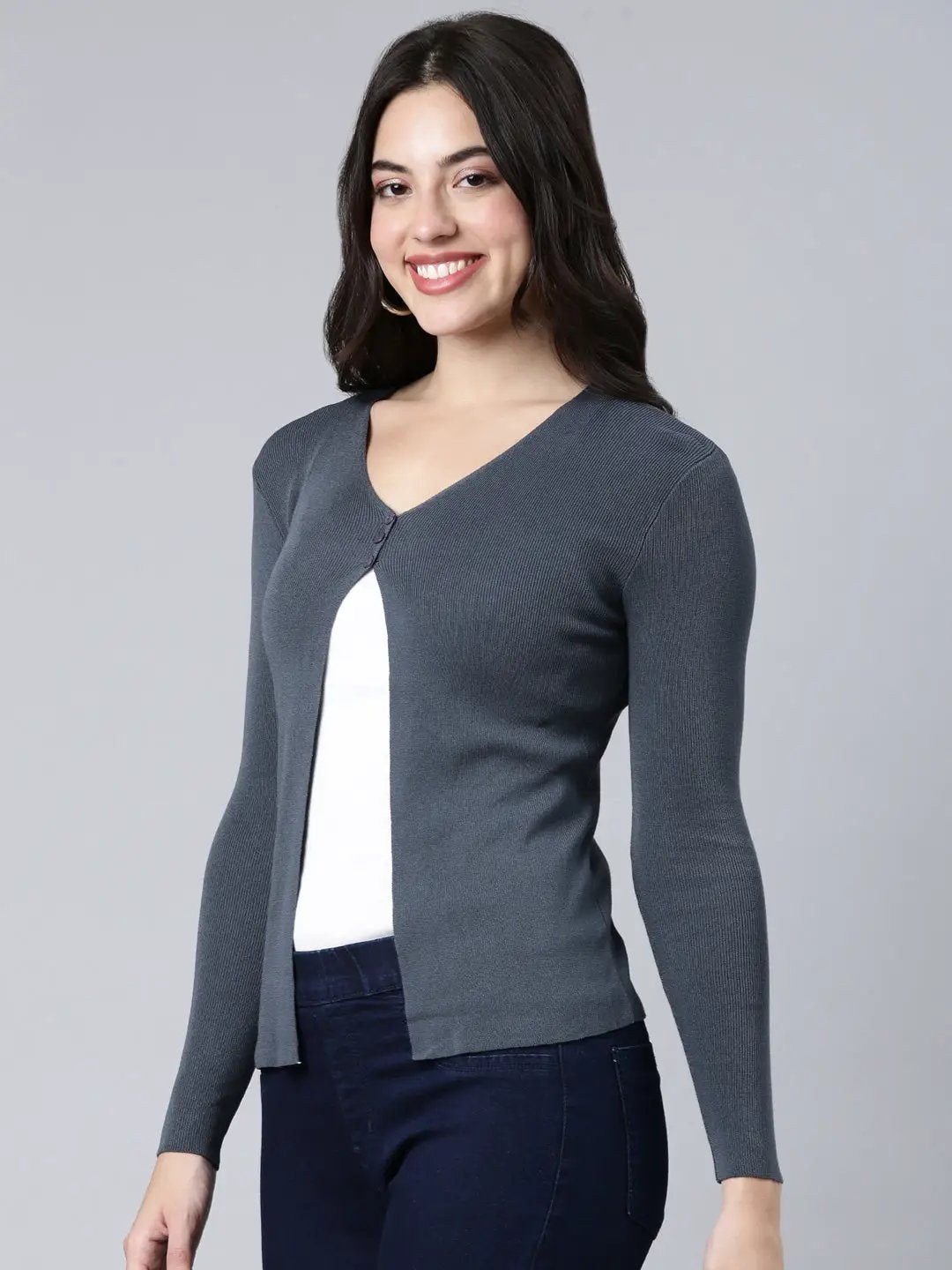 Women's Solid Grey Shrug - Uncategorized from SHOWOFFFF
