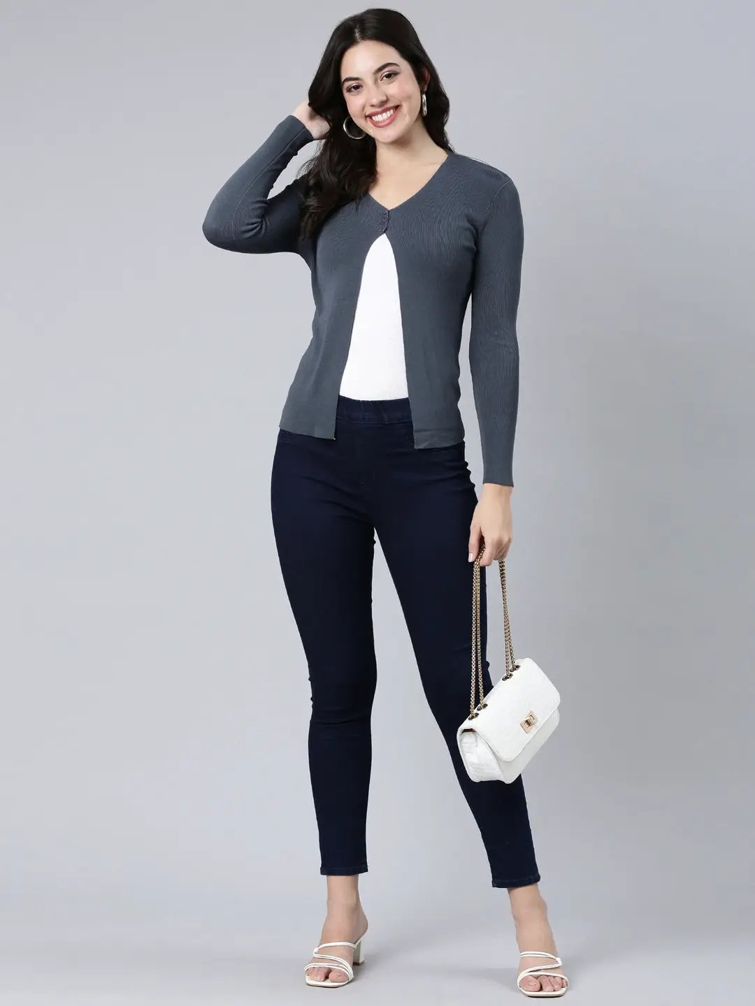 Women's Solid Grey Shrug - Uncategorized from SHOWOFFFF