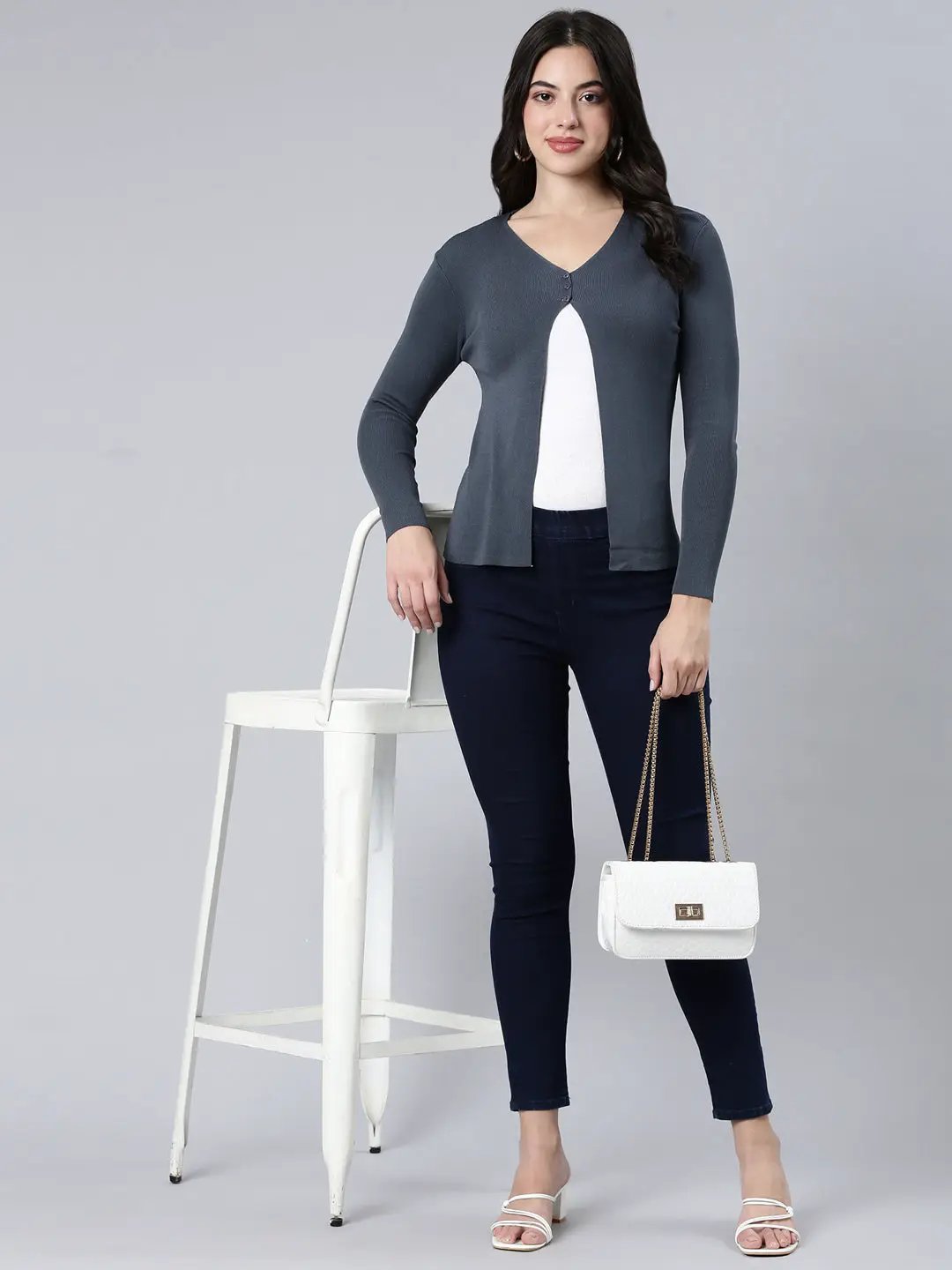 Women's Solid Grey Shrug - Uncategorized from SHOWOFFFF