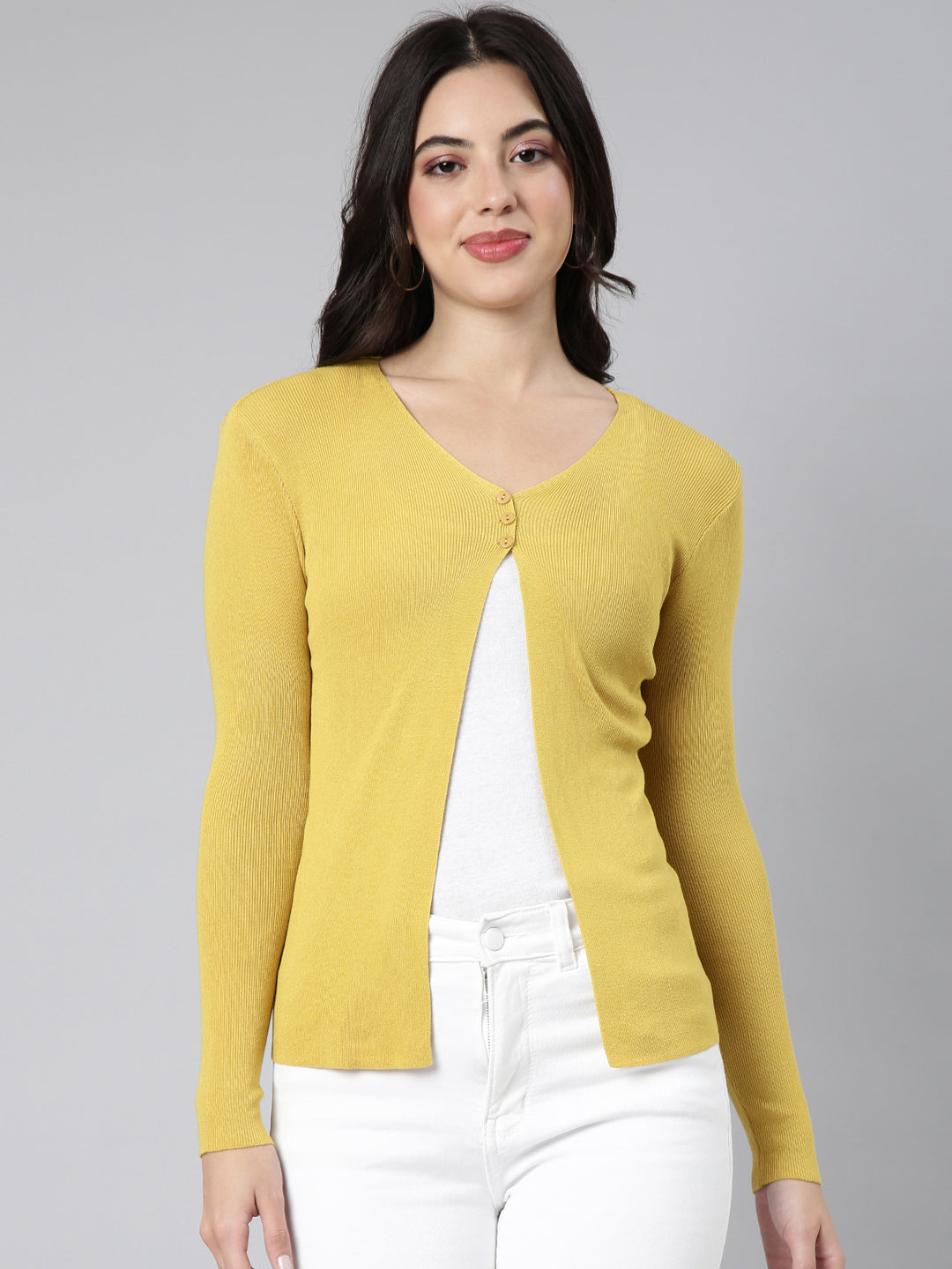 Women's Solid Mustard Shrug
