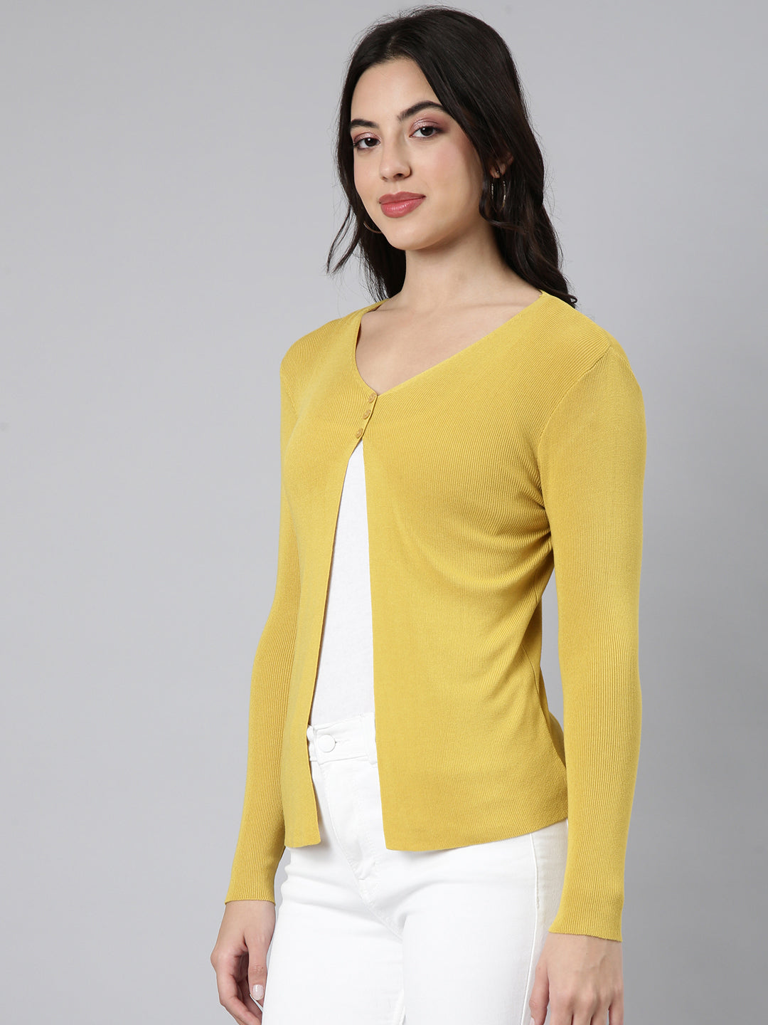 Women's Solid Mustard Shrug