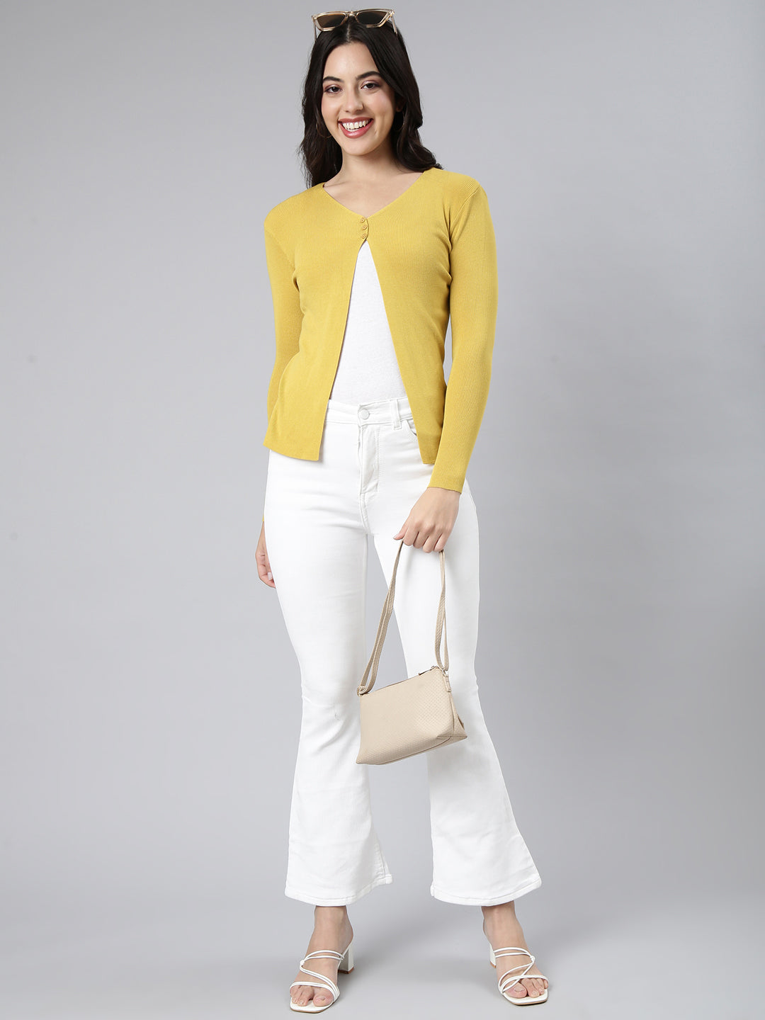 Women's Solid Mustard Shrug