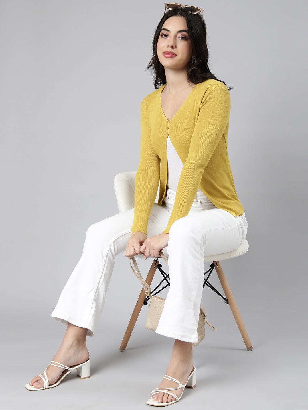 Women's Solid Mustard Shrug