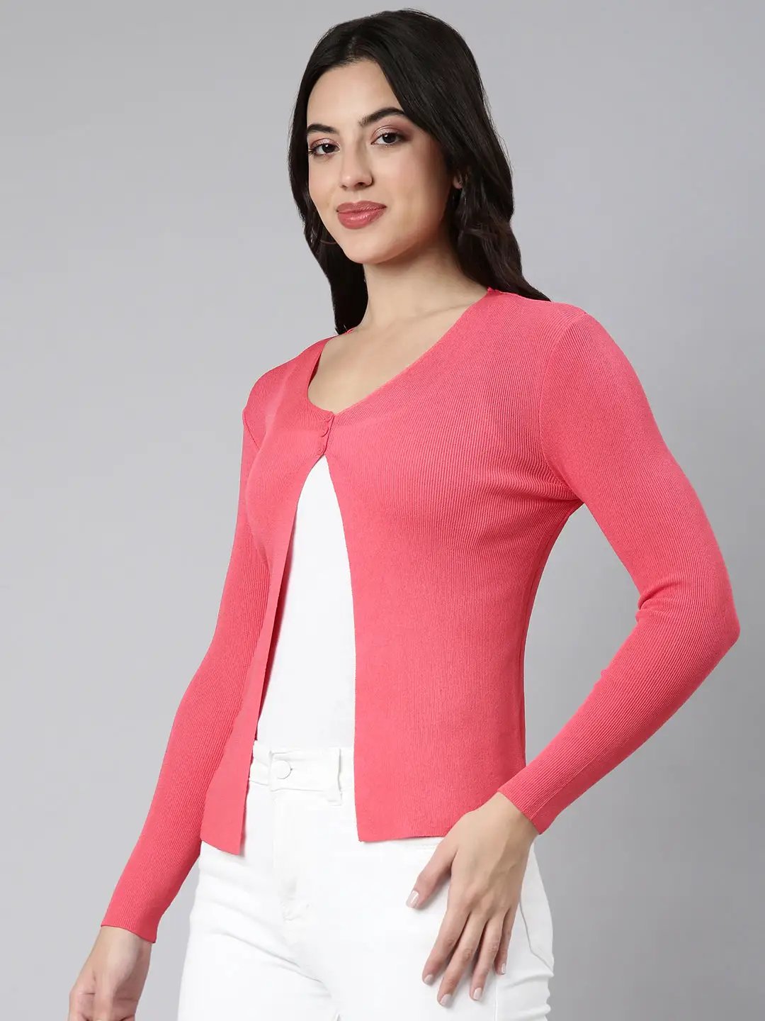 Women's Solid Pink Shrug - from SHOWOFFFF