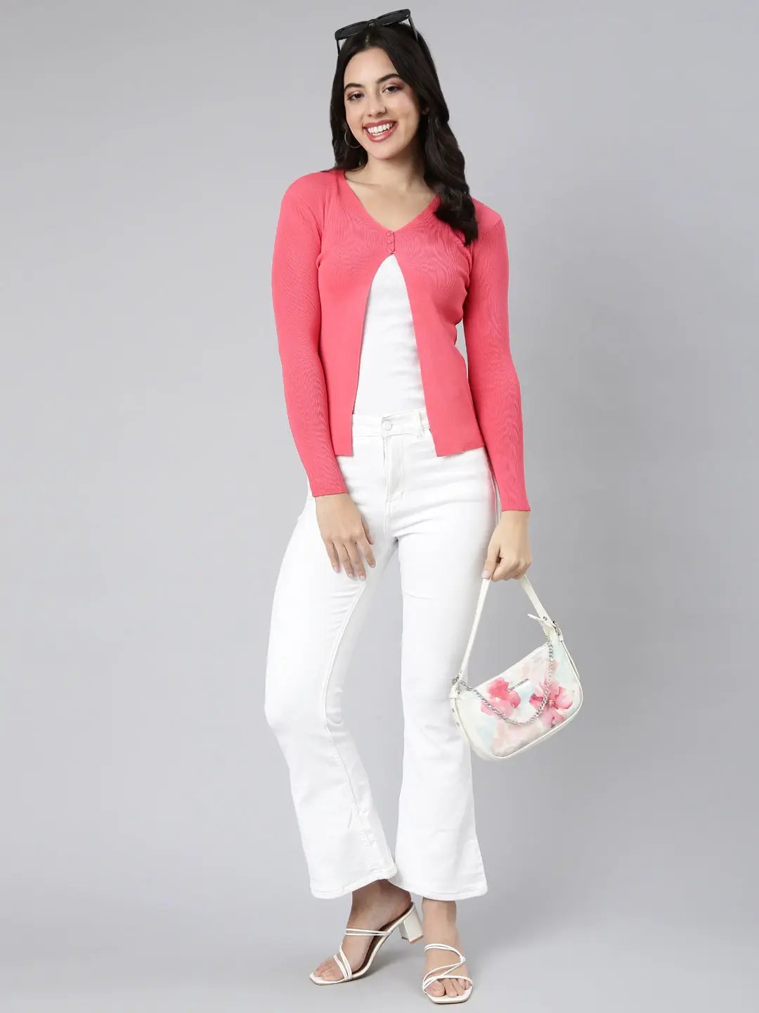 Women's Solid Pink Shrug - from SHOWOFFFF