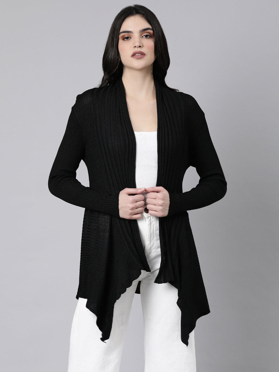 Women's Solid Black Shrug