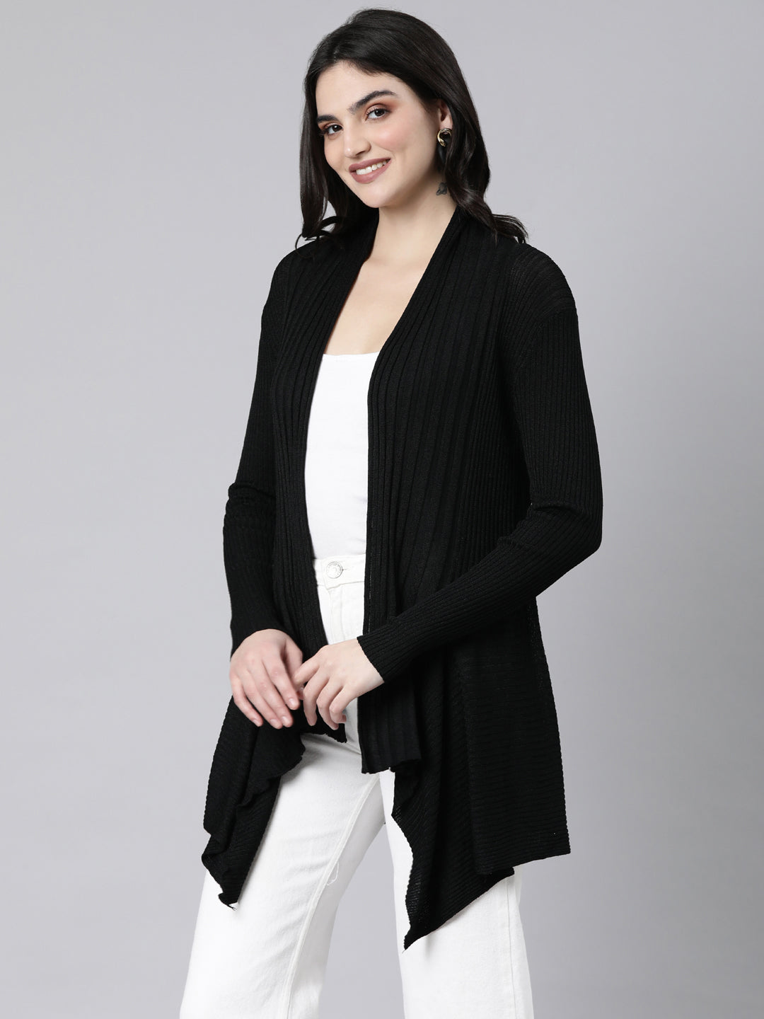 Women's Solid Black Shrug
