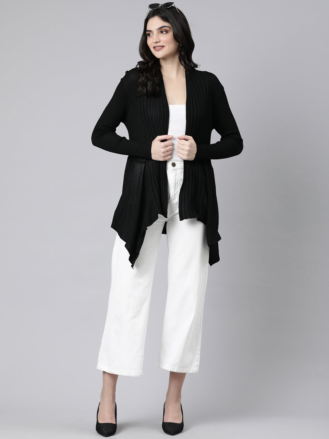 Women's Solid Black Shrug