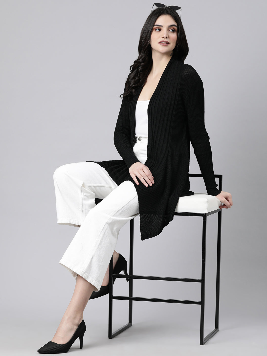 Women's Solid Black Shrug