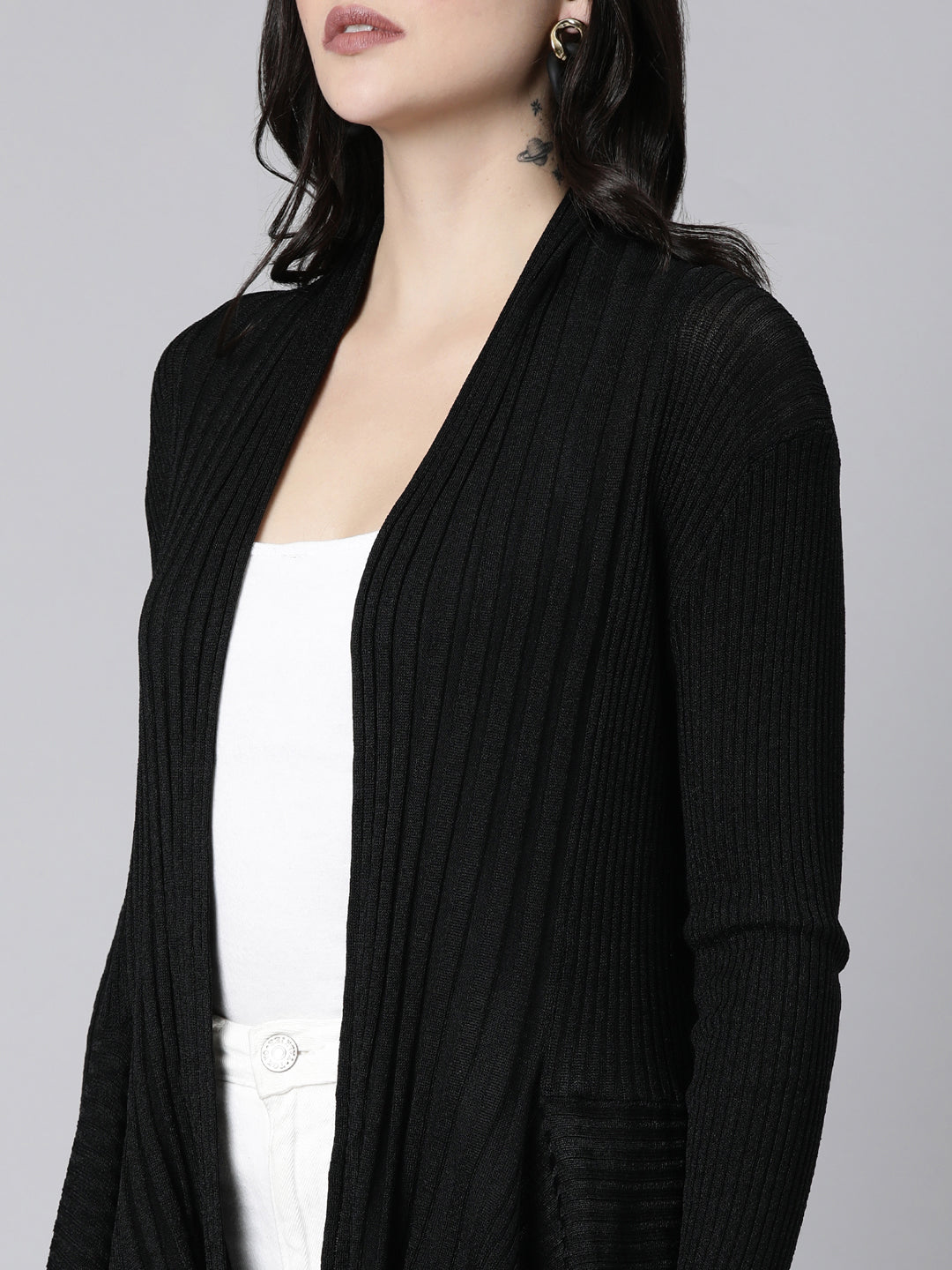 Women's Solid Black Shrug