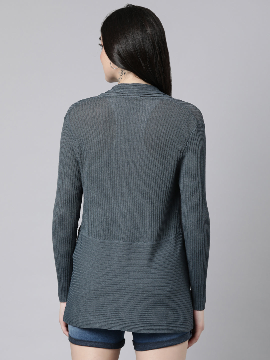 Women's Solid Grey Shrug