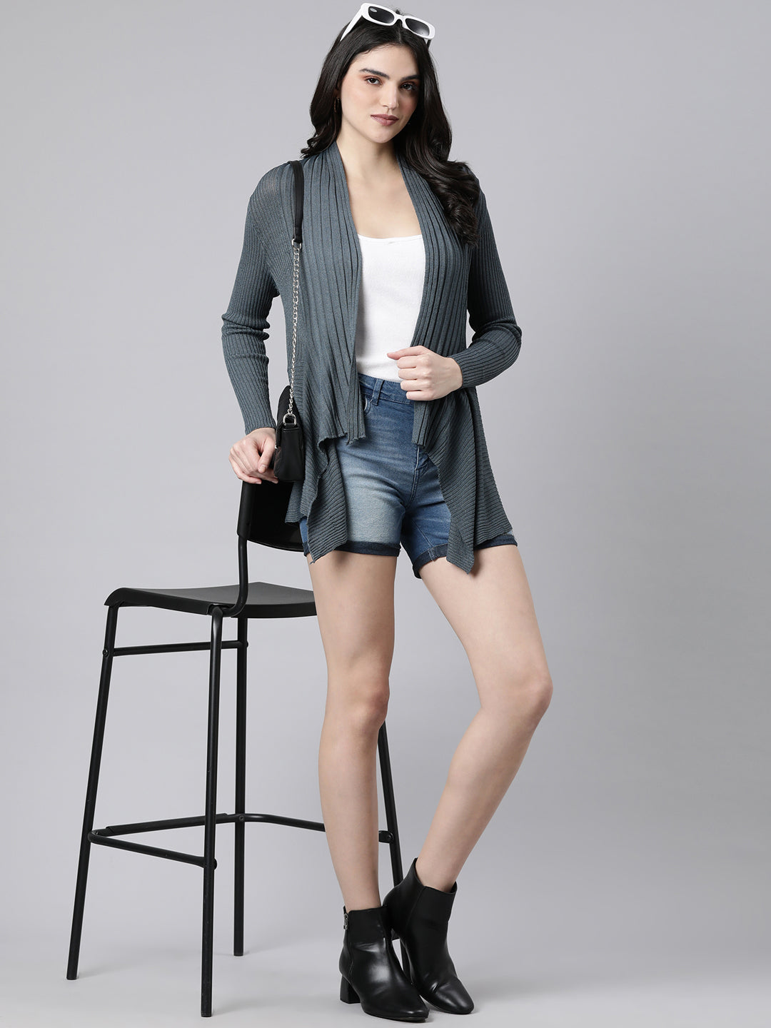 Women's Solid Grey Shrug