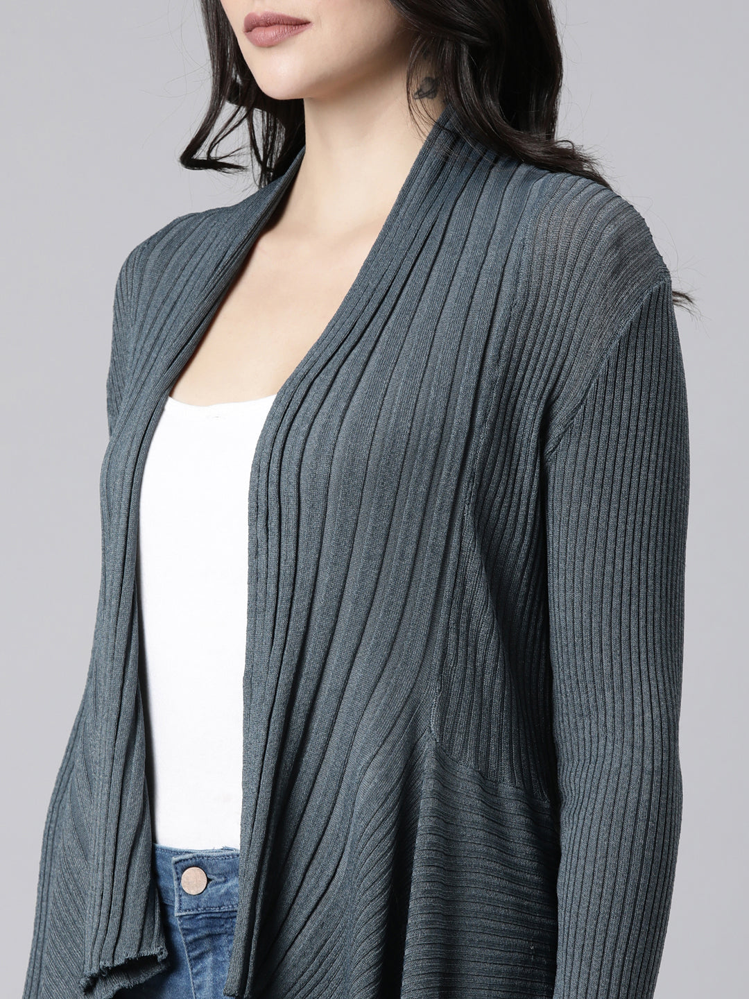 Women's Solid Grey Shrug