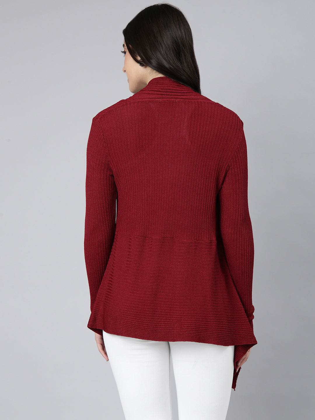 Women's Solid Maroon Shrug