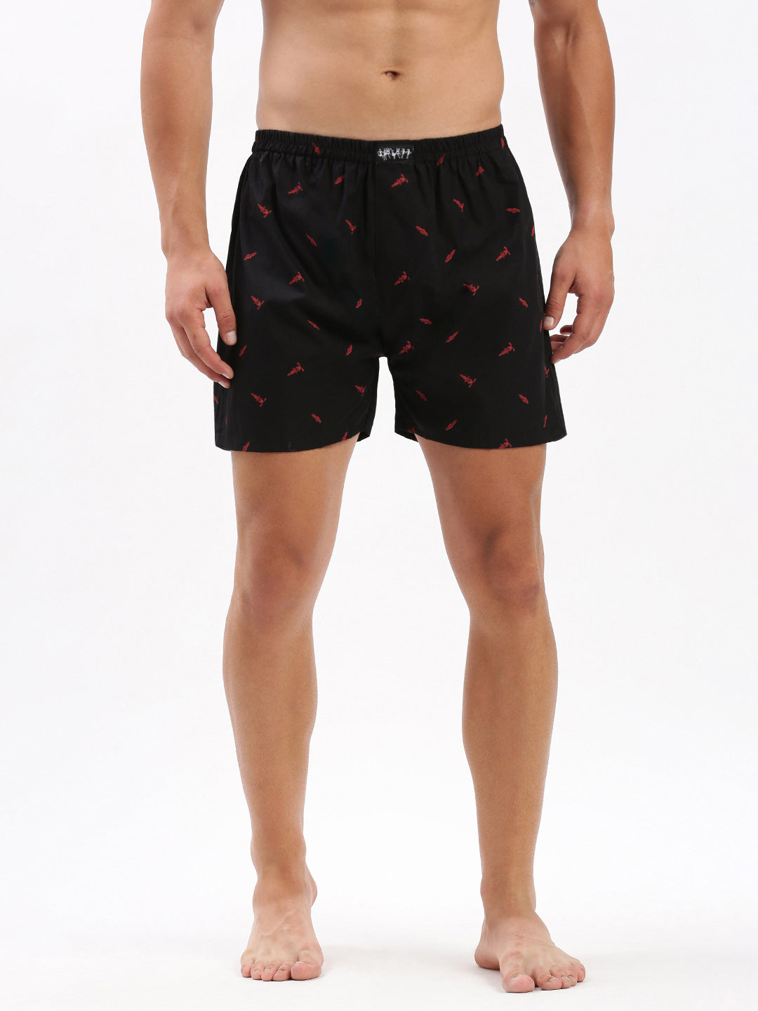 Men Printed Black Boxer