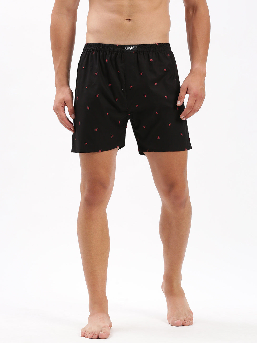 Men Printed Black Boxer