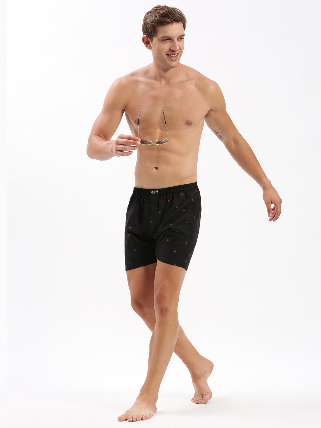 Men Printed Black Boxer