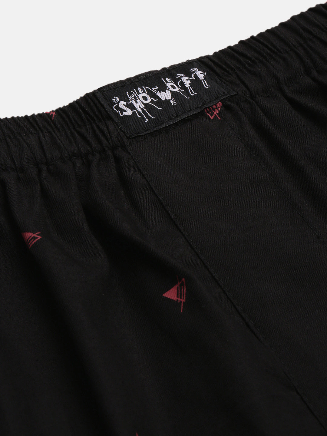 Men Printed Black Boxer