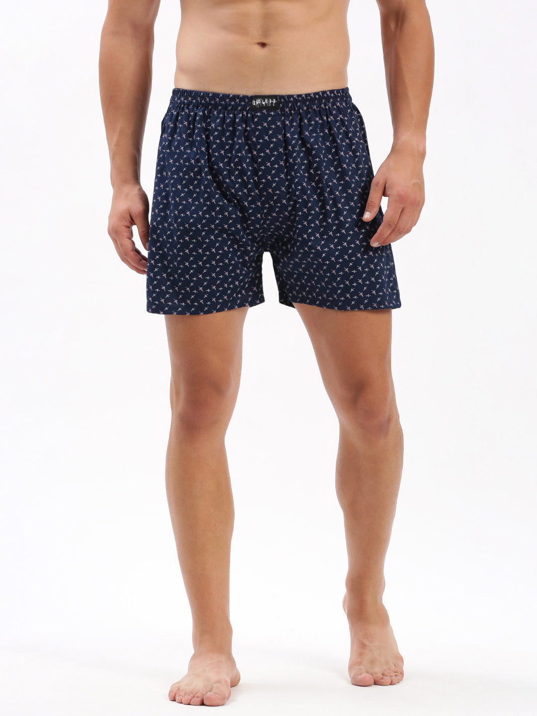 Men Printed Navy Blue Boxer