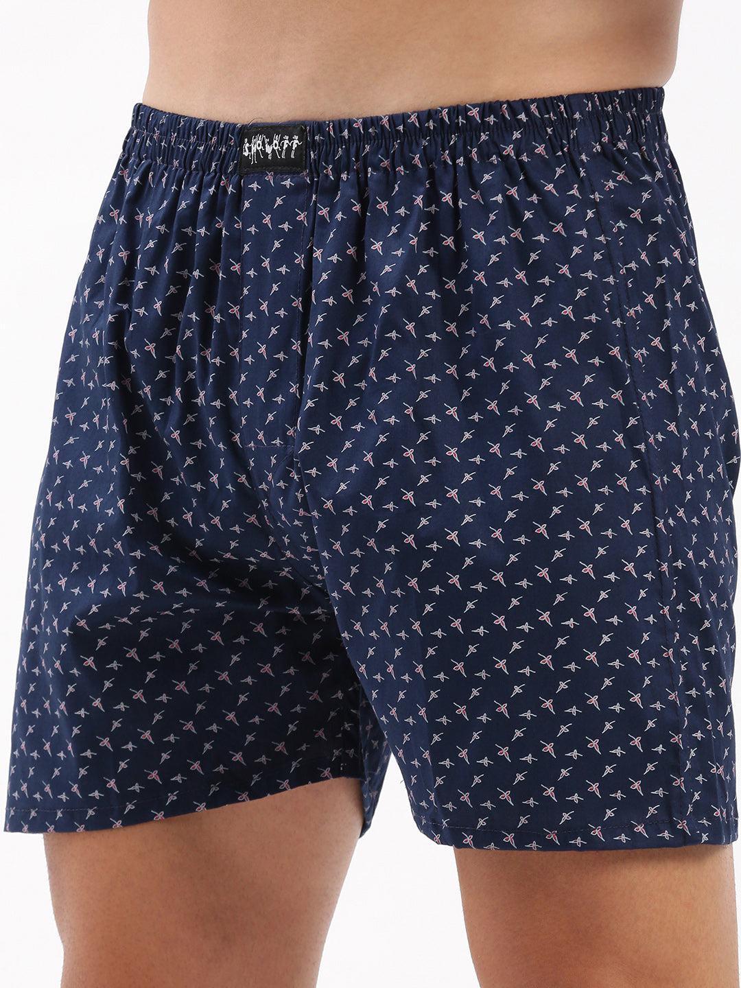 Men Printed Navy Blue Boxer