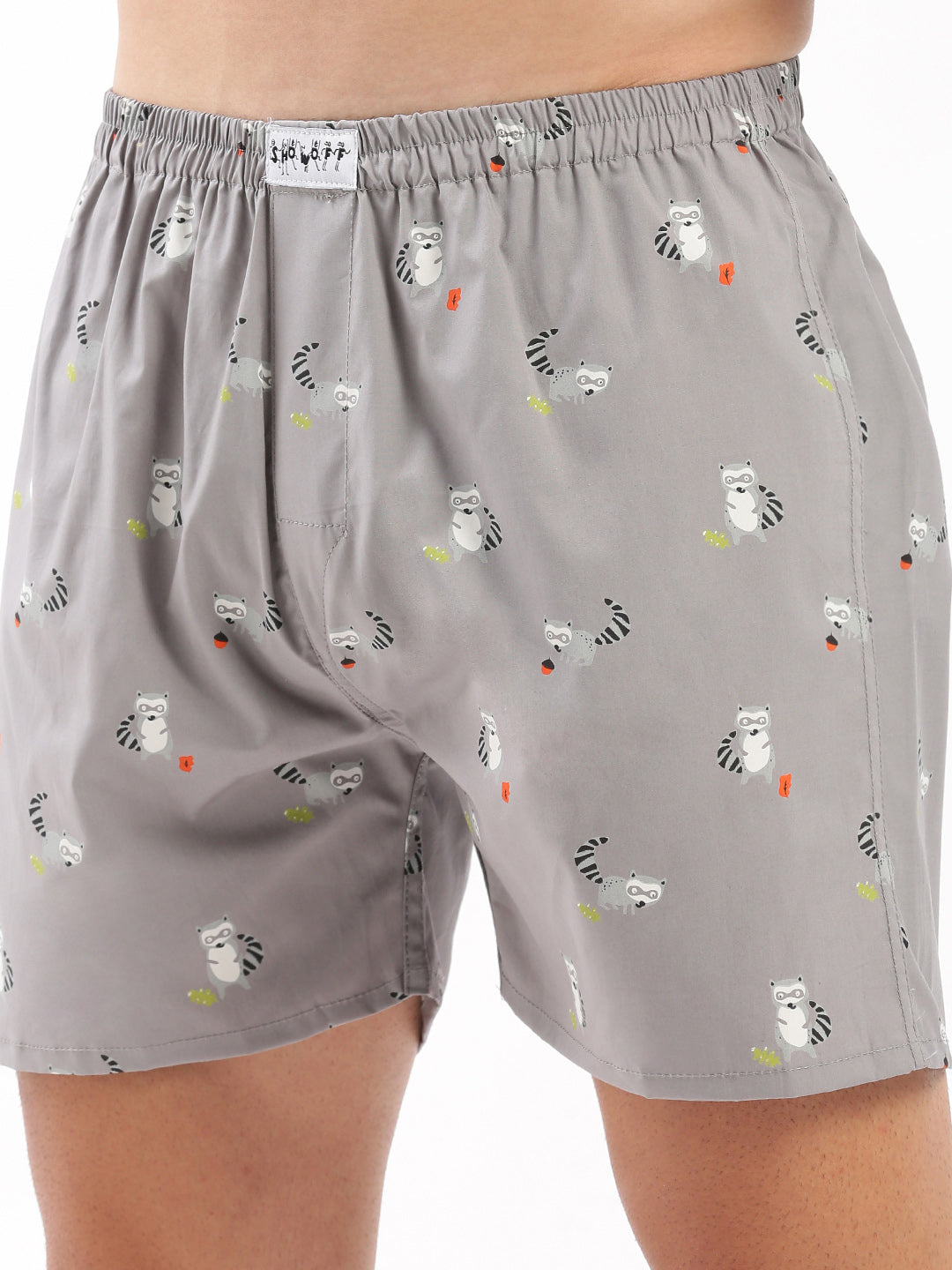 Men Printed Grey Boxer