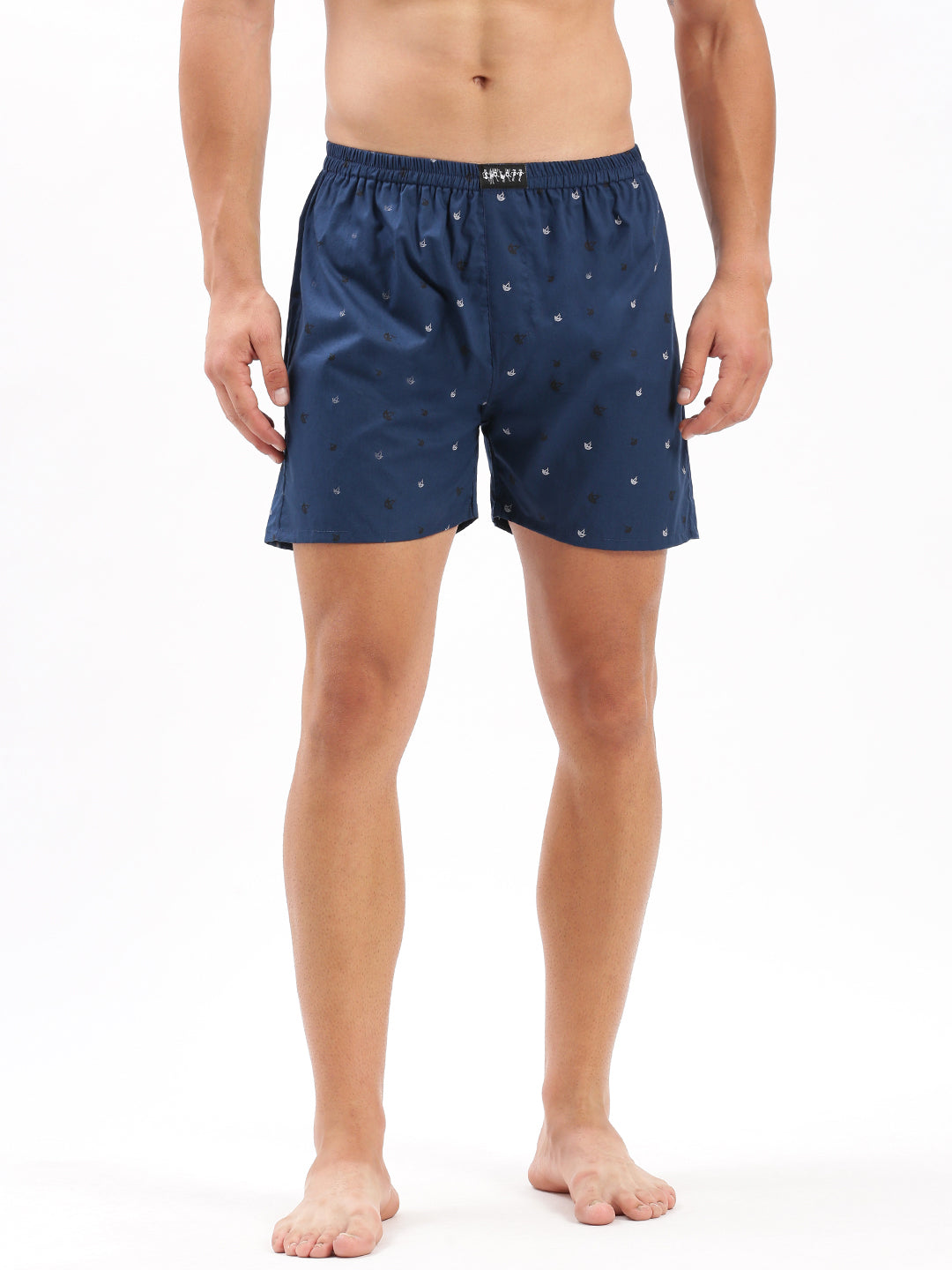 Men Printed Navy Blue Boxer