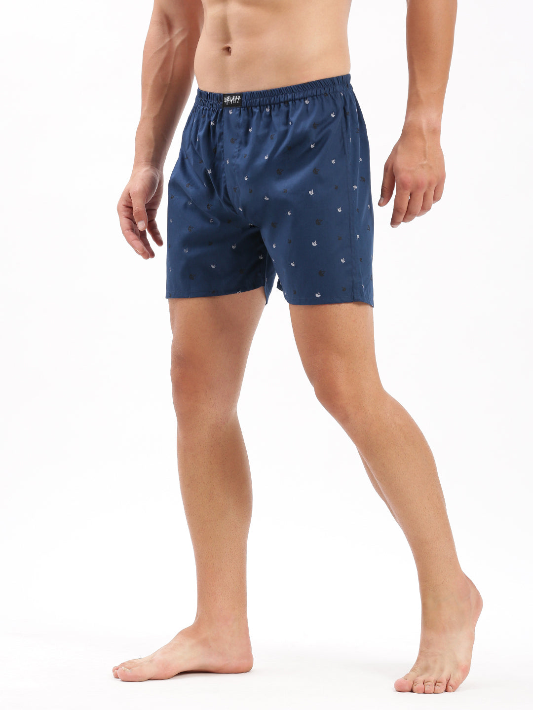 Men Printed Navy Blue Boxer