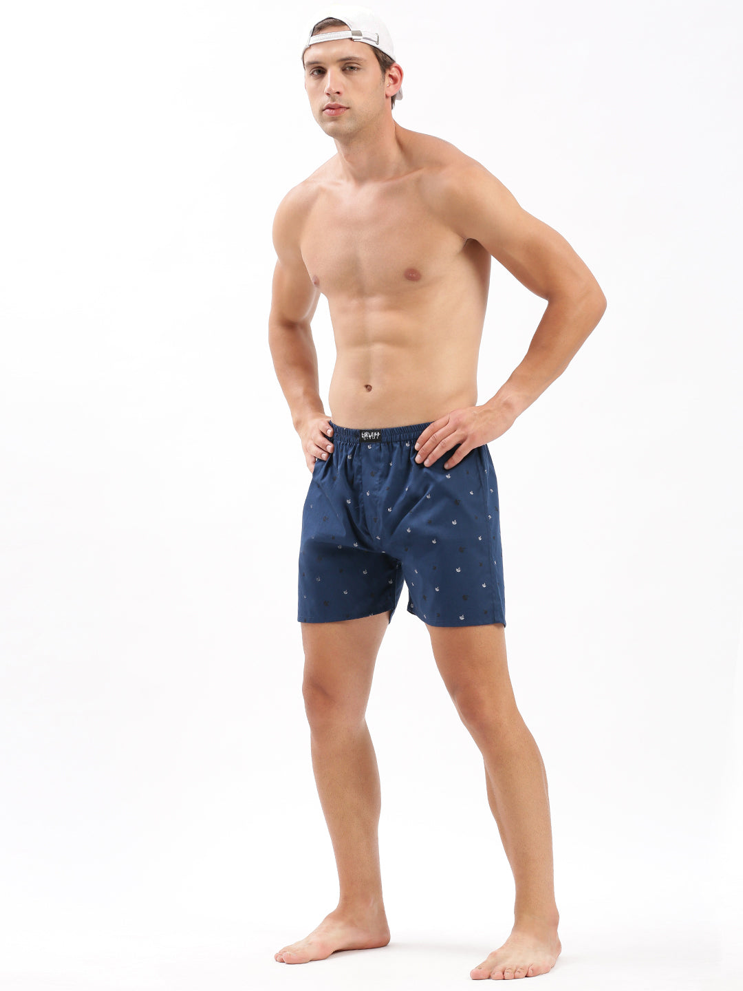 Men Printed Navy Blue Boxer