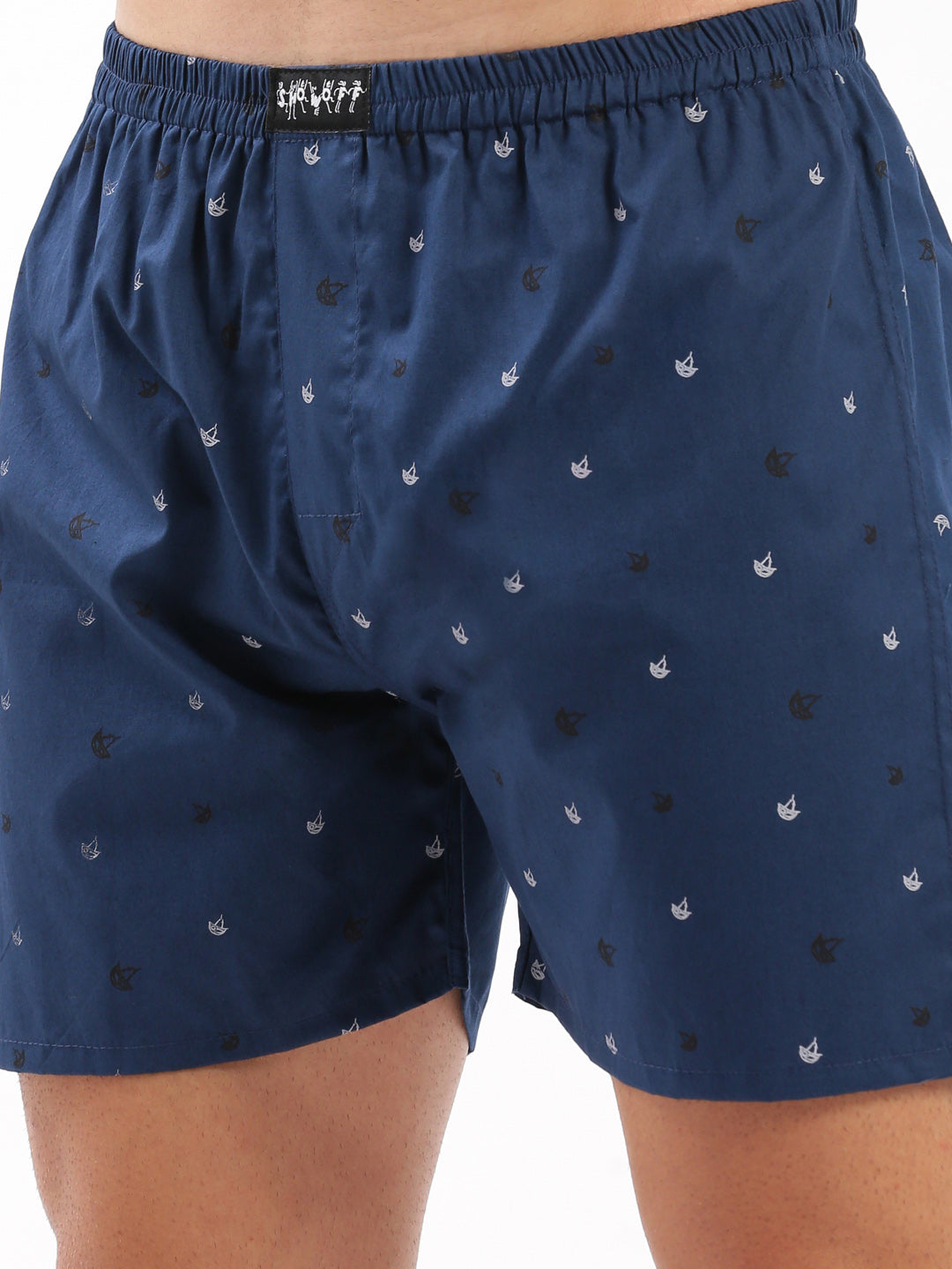 Men Printed Navy Blue Boxer