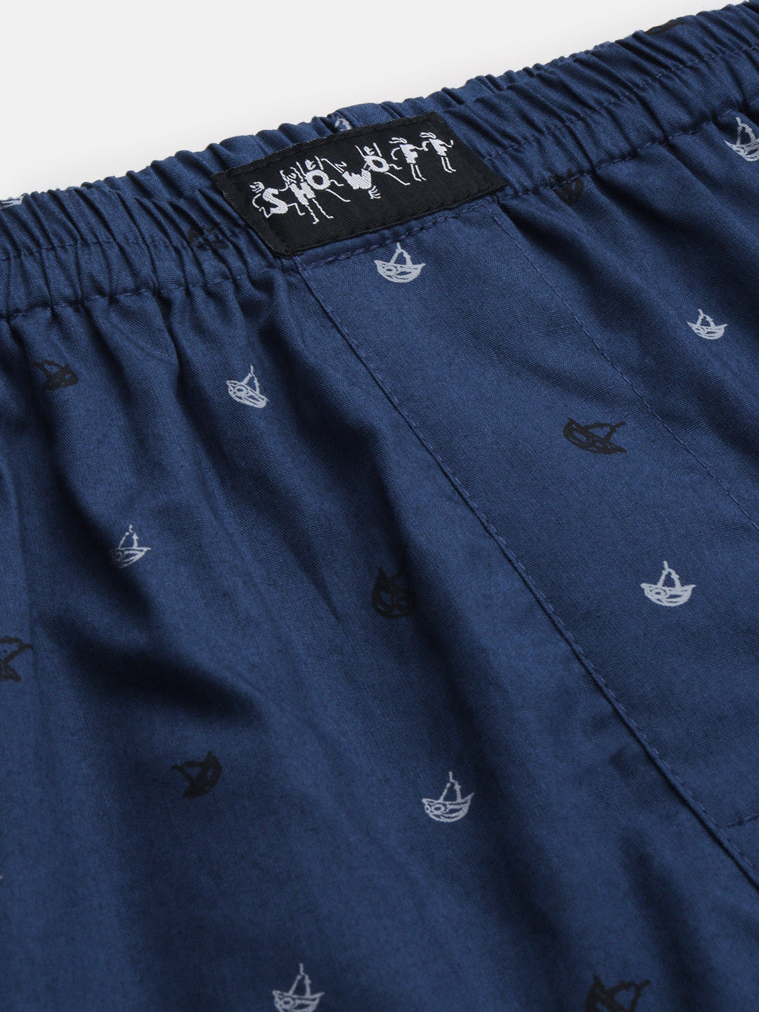 Men Printed Navy Blue Boxer