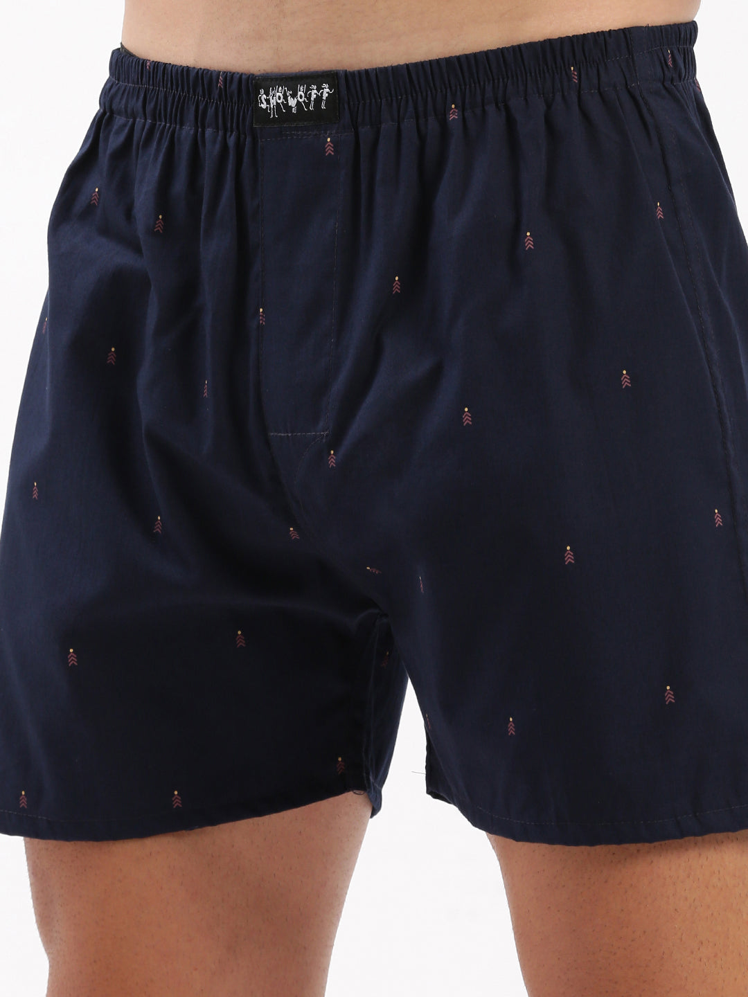 Men's Navy Blue Printed Cotton Casual slim Fit Boxer