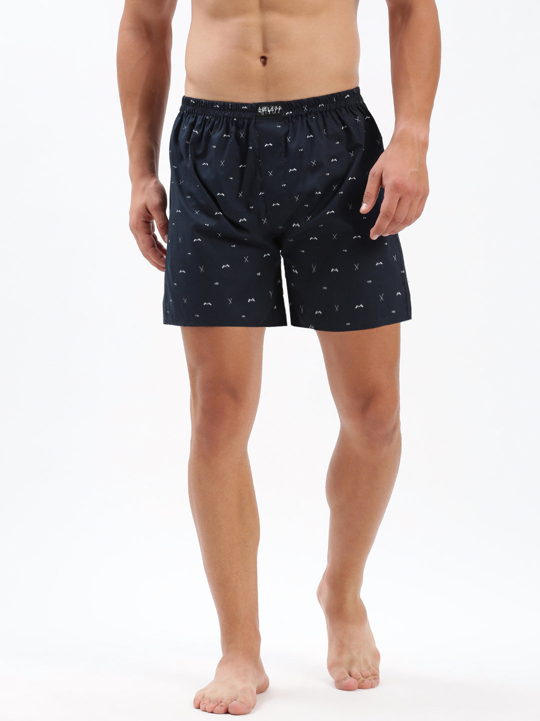 Men Printed Navy Blue Boxer