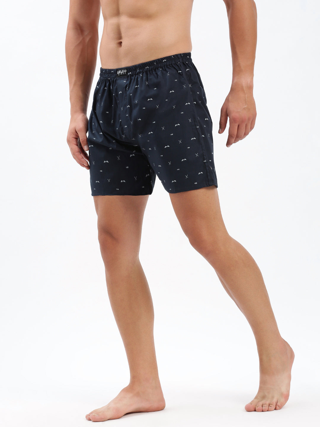 Men Printed Navy Blue Boxer